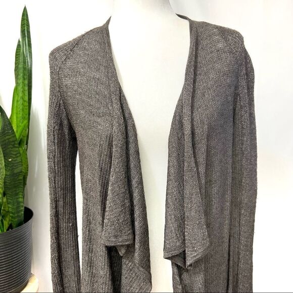 HELMUT LANG Medium Alpaca Silk Blend Gray Taupe Open Cardigan - Picture 2 of 12